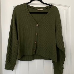 Sweater/cardigan- Dark green, button down, size large